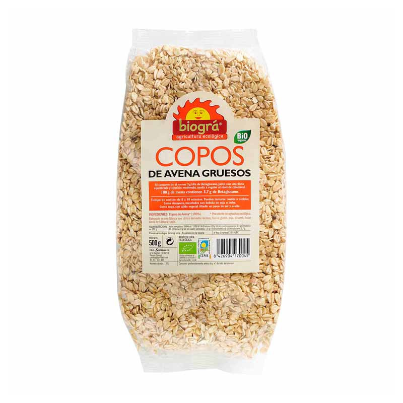 Copos avena gruesos integ. 500g biogra