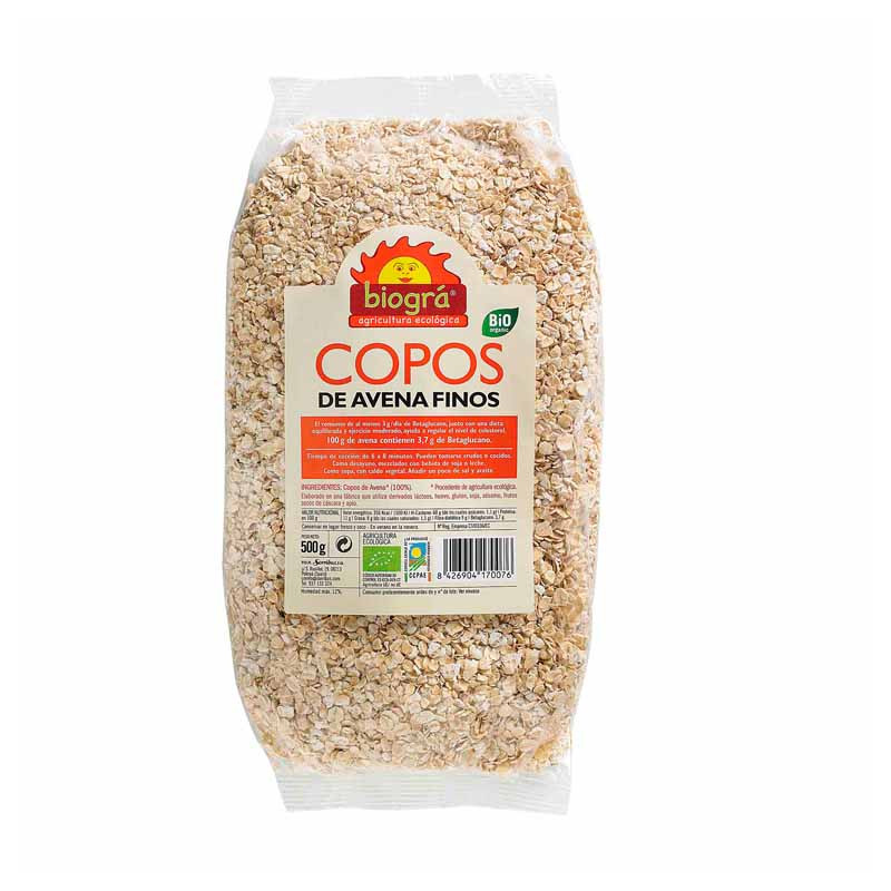 Copos avena finos integ. 500gr biogra
