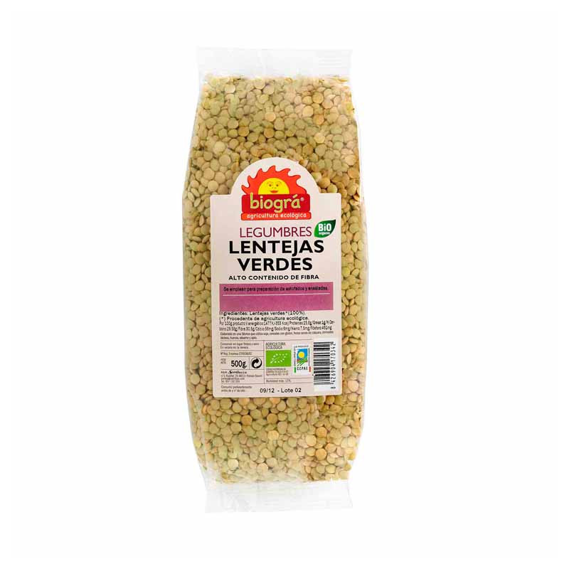 Lentejas verdes 500gr biogra