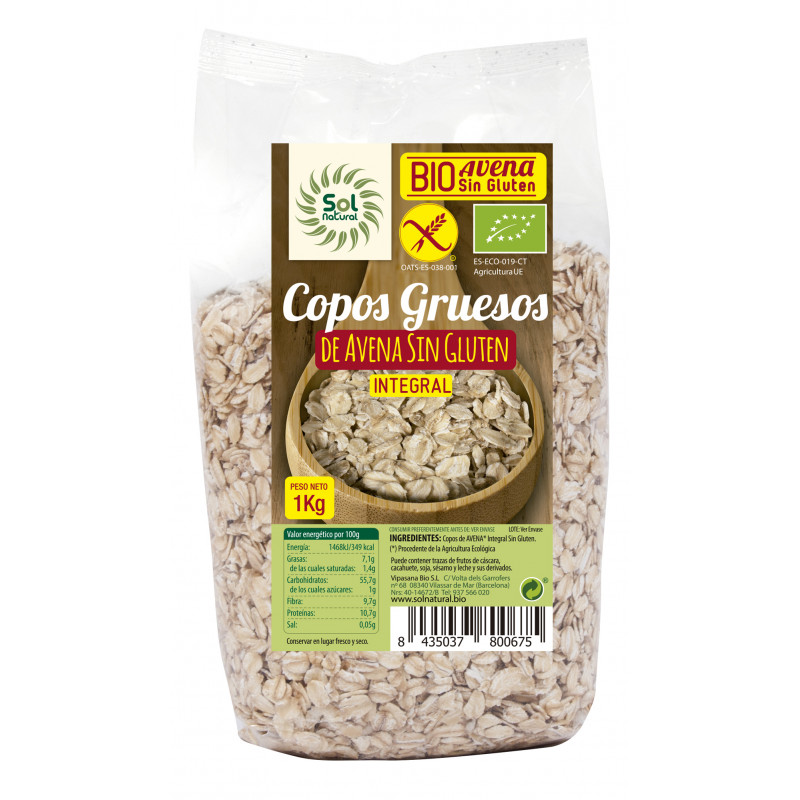 Copos avena gruesos 500gr s/g sol na