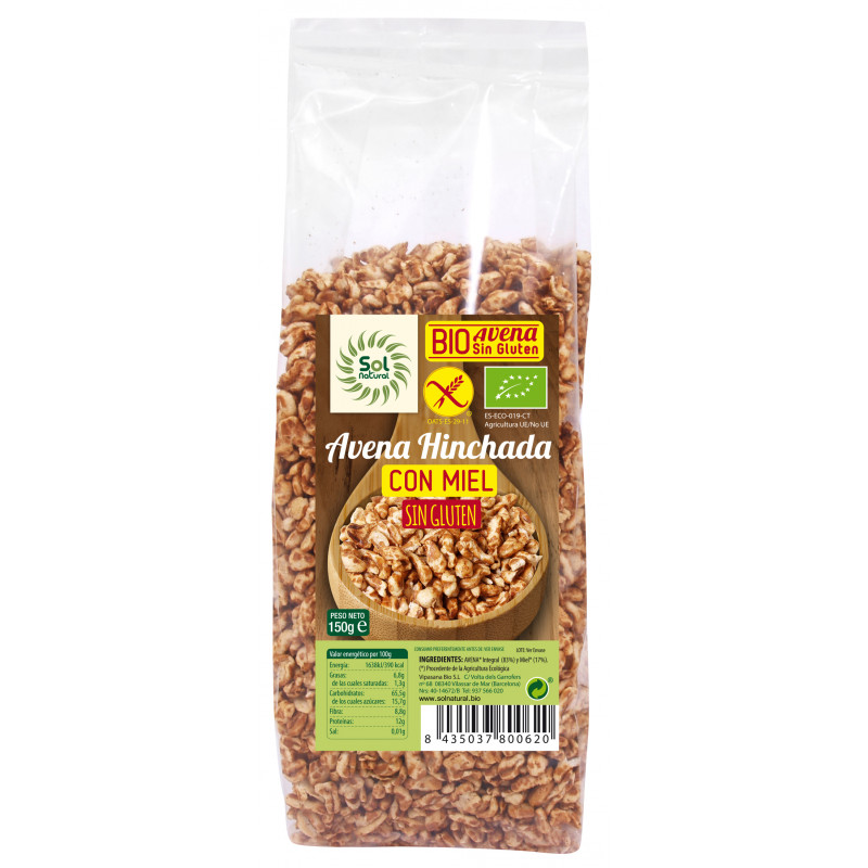 Avena hinchada 150g s/g con miel sol natural