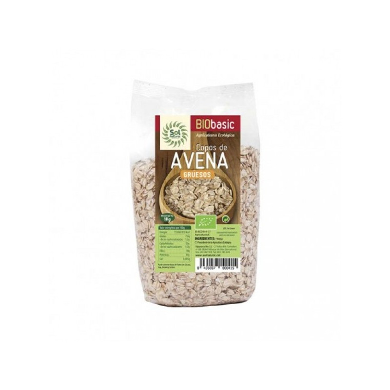 Copos avena gruesos 1kg s/g sol natural