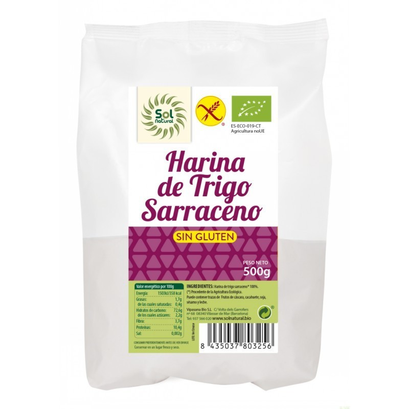 Harina trigo sarraceno sin gluten 500g sol natural