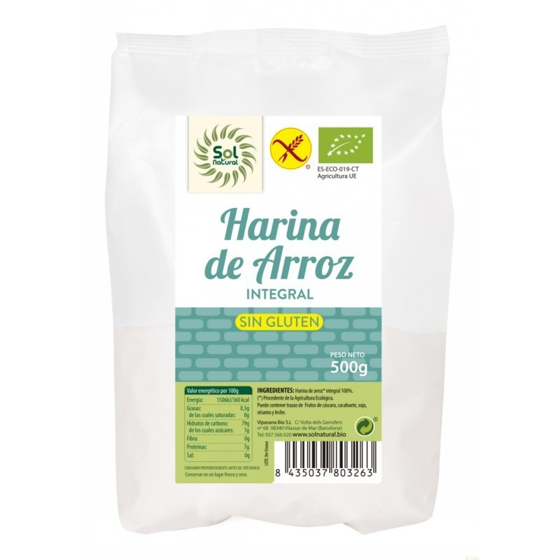 Harina arroz integral sin gluten 500g sol natural