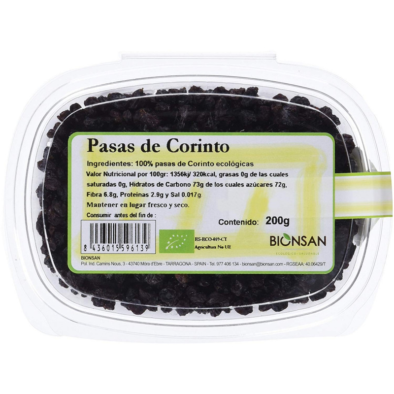 Pasas de corinto 200gr bio bionsan