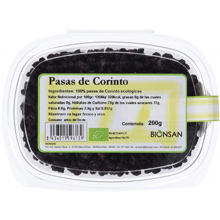 Pasas de corinto 200gr bio bionsan