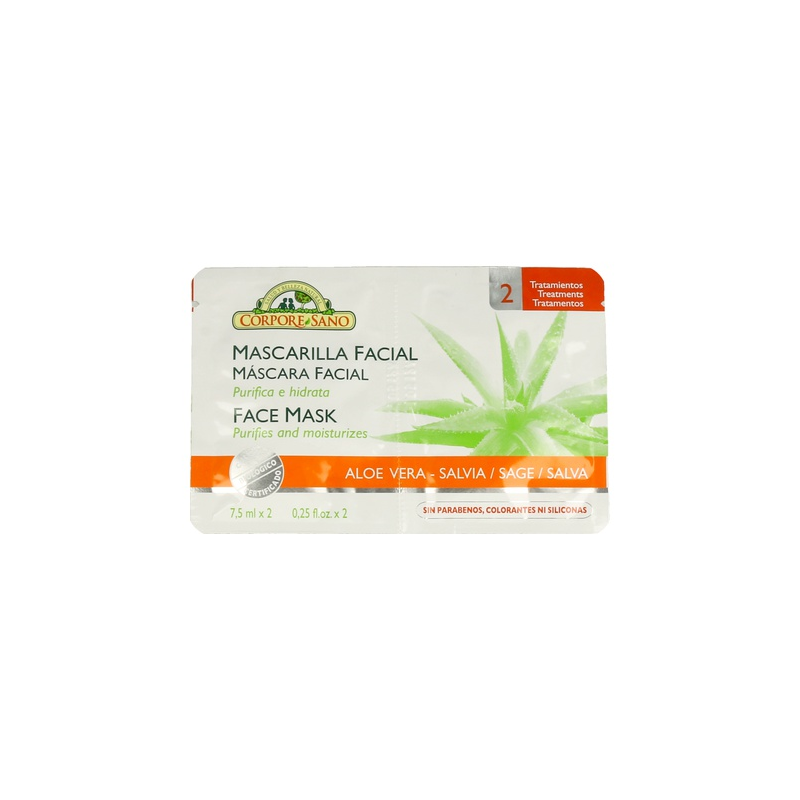 Mascarilla facial aloe y salvia 2-sobres c/s