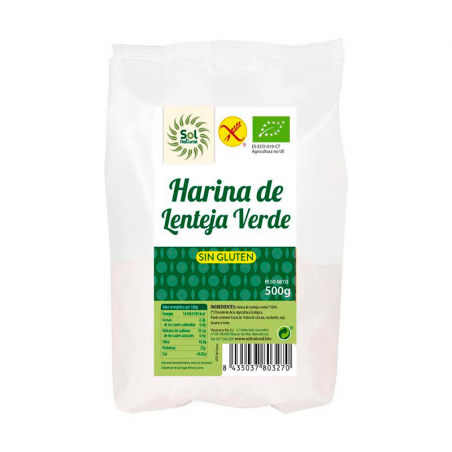 Harina lentejas verdes sin gluten 500gr bio sol na