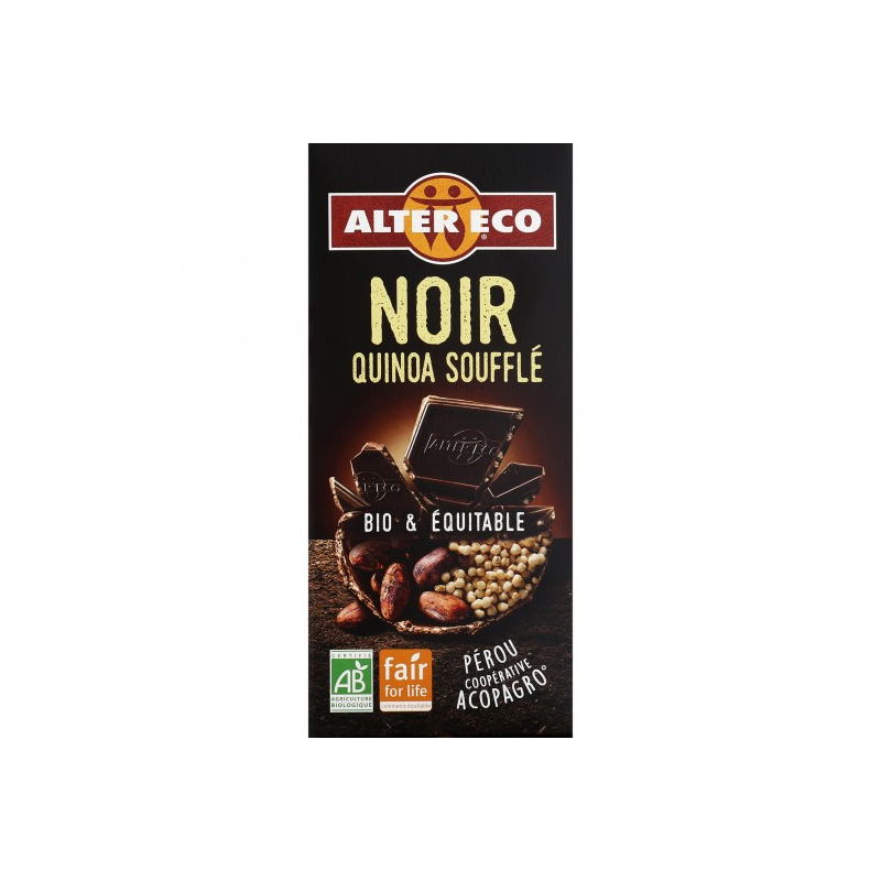 Chocolate negro con quinoa hinchada bio 100gr