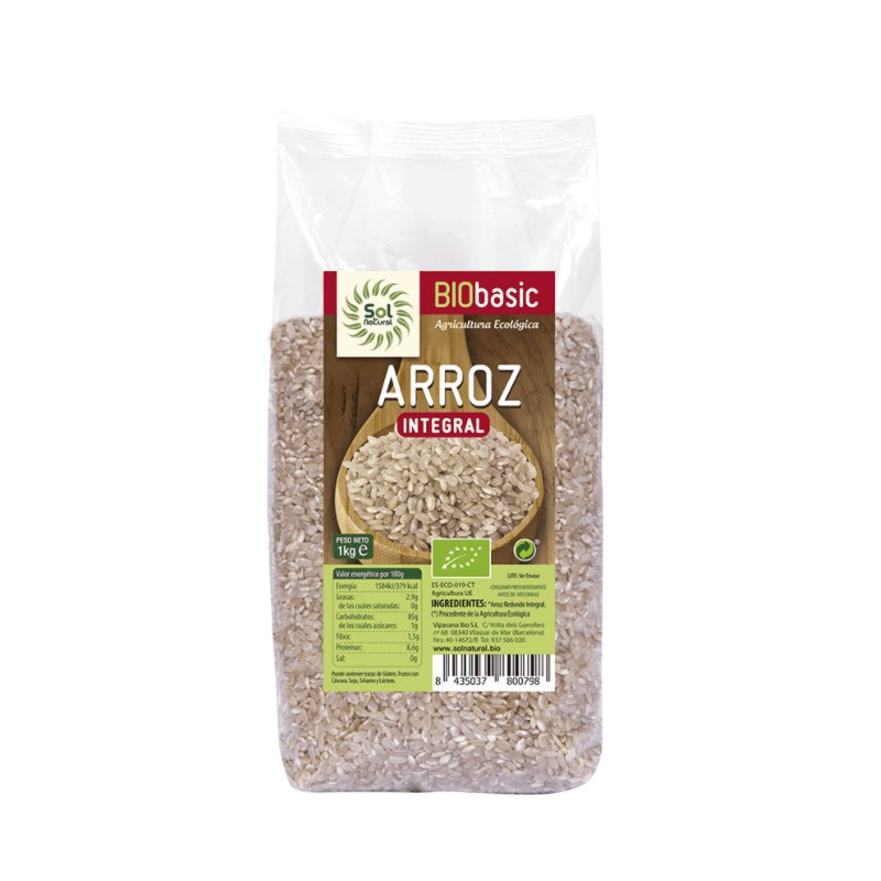 Arroz redondo integral 1kg bio sol natural
