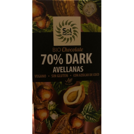 Chococlate dark 70% avellana s/g bio 70gr sol natu