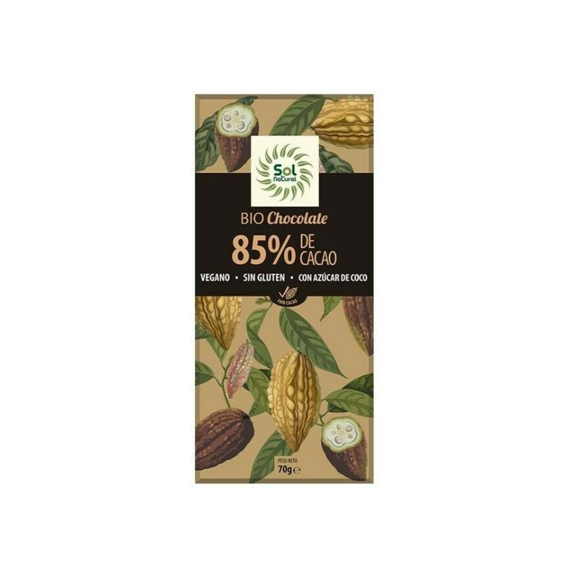 Chocolate 85% 70gr bio s/g veg.azucar coco sol nat