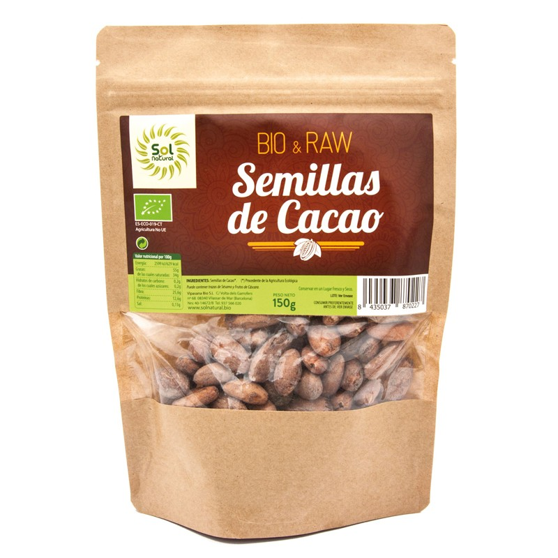 Semillas cacao crudas 150gr bio sol natural