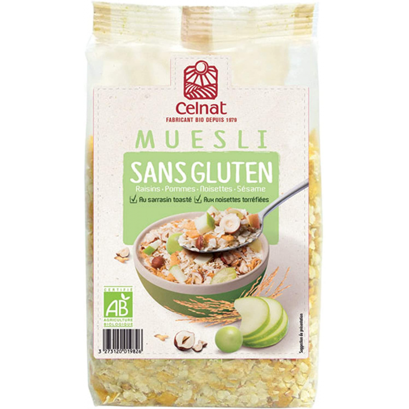 Muesli con manzana verde s/g 375gr bio celnat