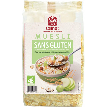 Muesli con manzana verde s/g 375gr bio celnat