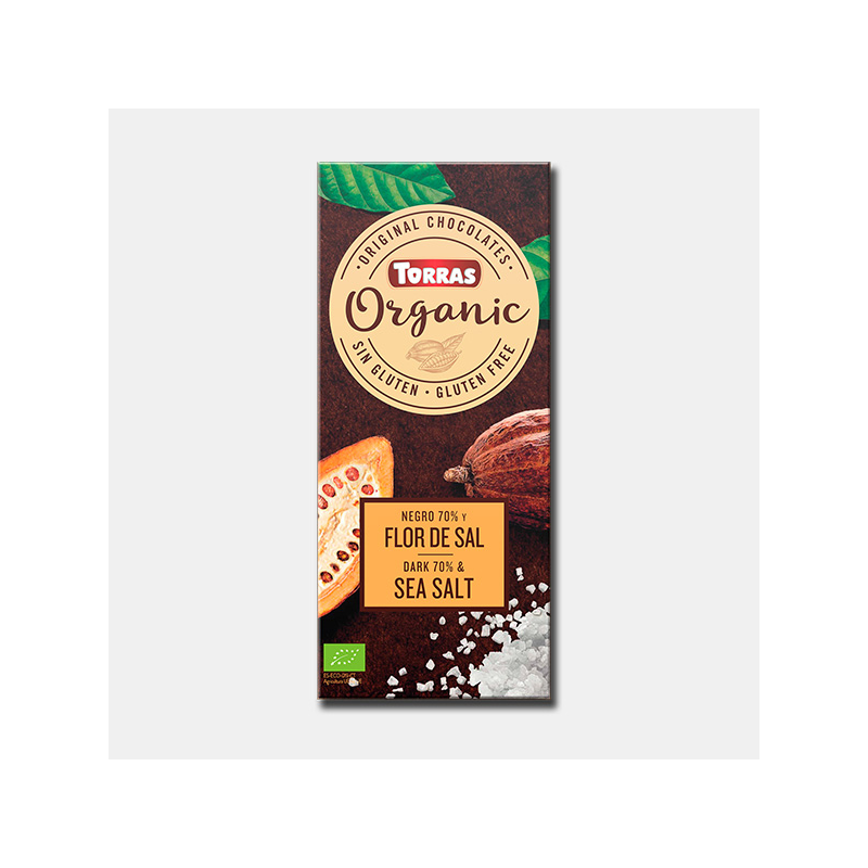 Chocolate negro 70%cacao flor sal bio 100gr torras
