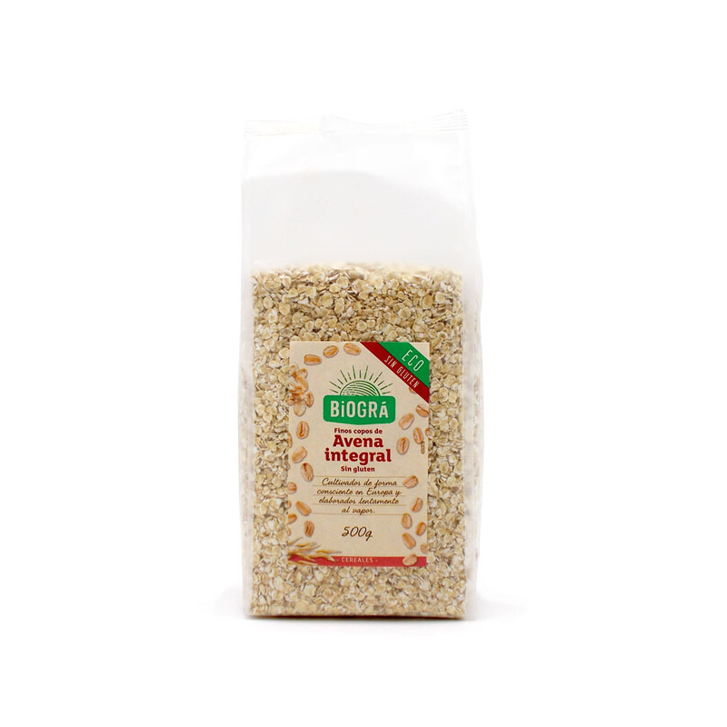 Copos avena finos integral sin gluten 500g biogra