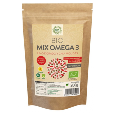 Mix omega 3 lino chia molidas 200g bio sol natural