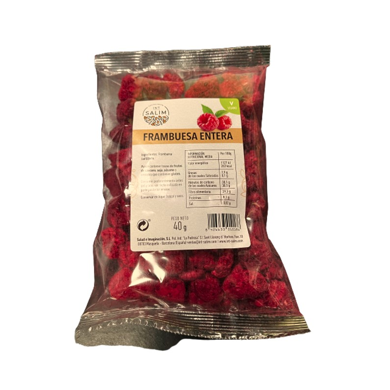 Frambuesa liofilizada 40g vegano  int-salim
