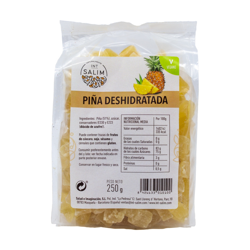 Piña deshidratada 250gr vegano int-salim