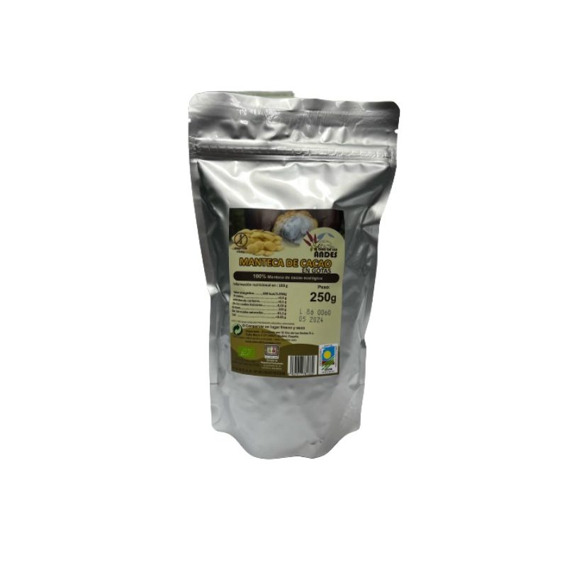 Manteca cacao en gotas 250g el oro de los andes
