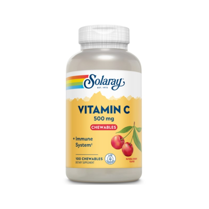 Vitamina c 500mg cereza 100 comp masticab solaray