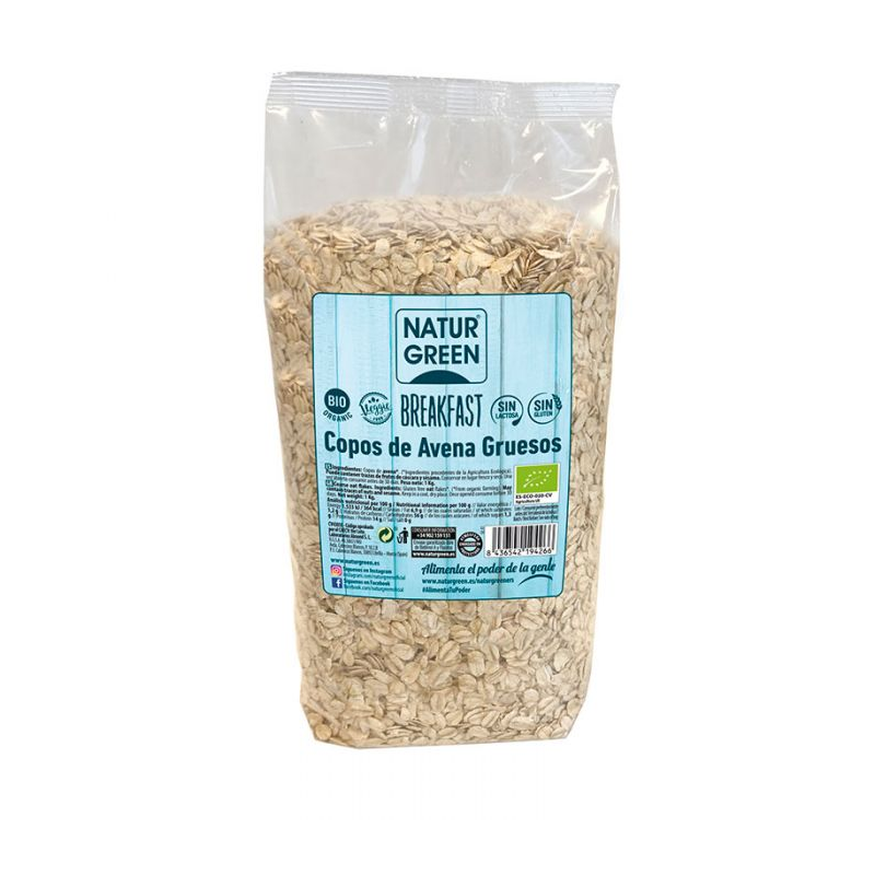 Copos avena grueso sin gluten 1kg naturgreen eco