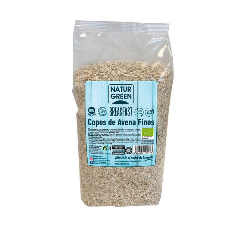 Copos avena finos sin gluten 1kg naturgreen eco