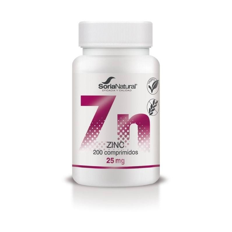 Zinc liberacion sostenida 200comp 25mg soria natur