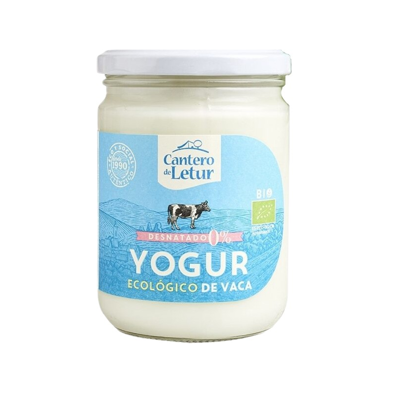 Yogur vaca desnatado 0% bio 420g cantero de letur