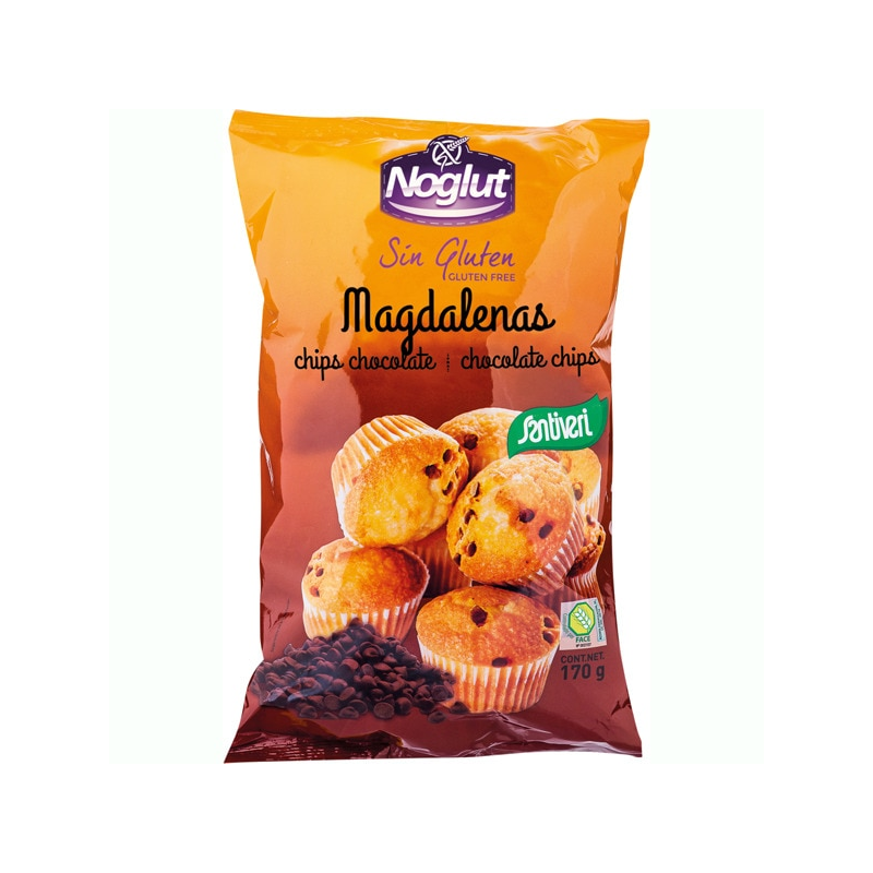 Magdalenas chips chocolate sin gluten noglut