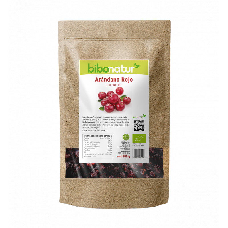 Arandanos rojos enteros 100g bibonatur