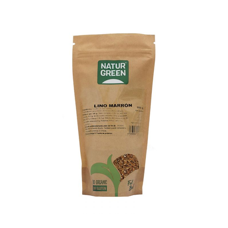 Lino marron semillas 500g naturgreen doypack bio