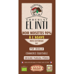 Chocolate negro 90% agave avellanas 100g el inti