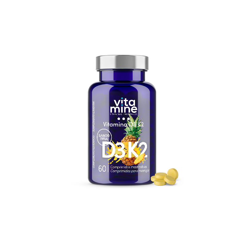 Vitamina d3+k2 60comp masticab.sabor piña herbora