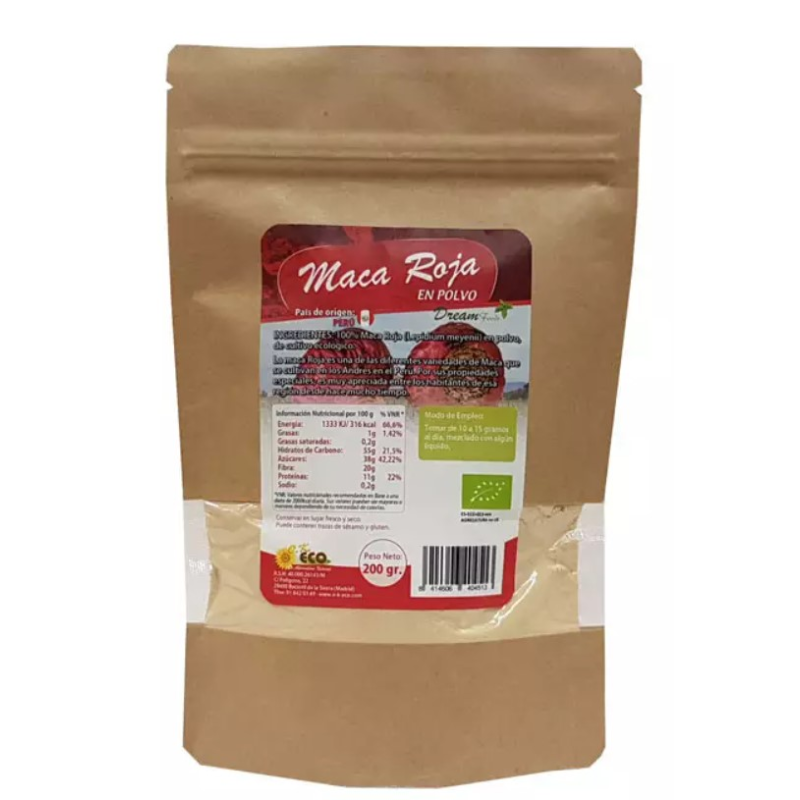 Maca roja polvo 200g eco dream foods