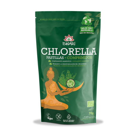 Chlorella 140 tabletas s/g vegano bio iswari