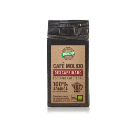 Cafe descafeinado molido 100% arabica 250g biocop