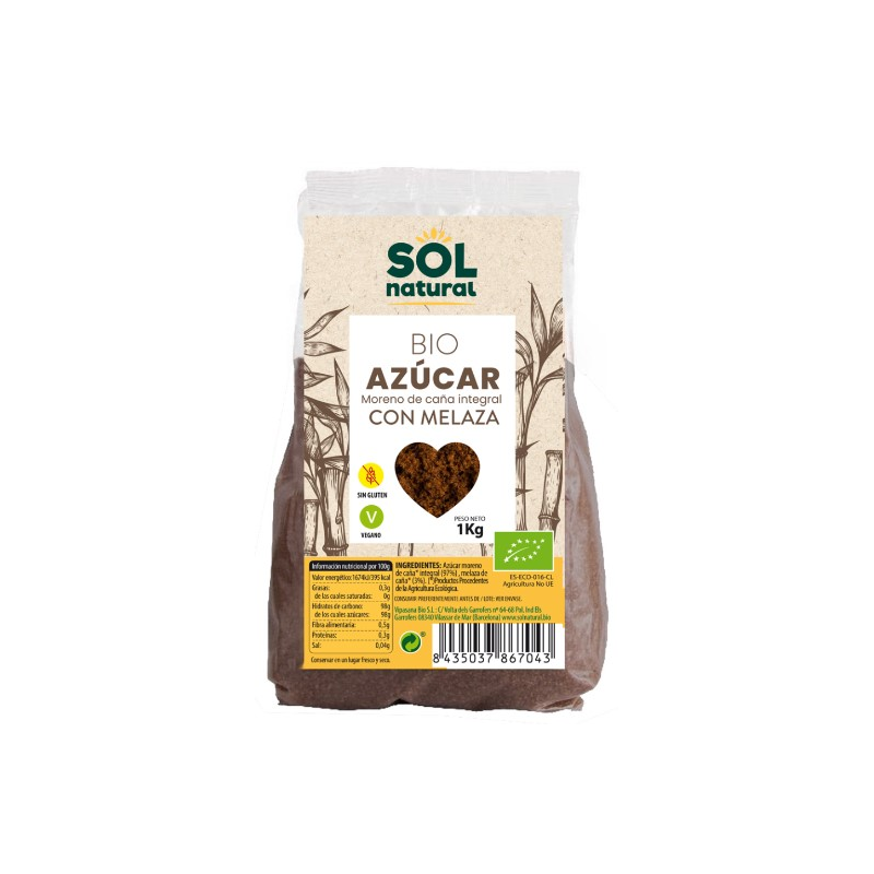 Azucar moreno de caña integral con melaza sol natu