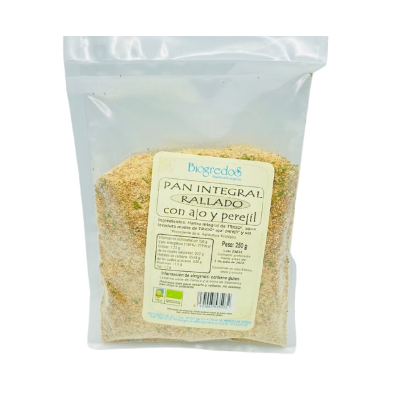 Pan rallado integral ajo perejil 250g biogredos