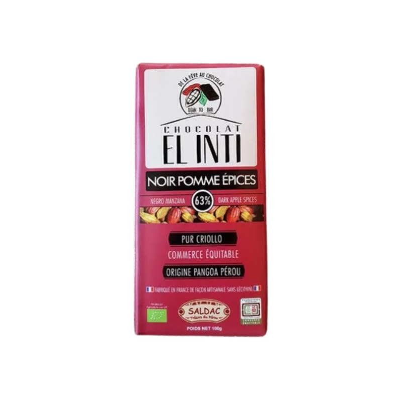 Chocolate manzana 63% 100gr el oro de los andes