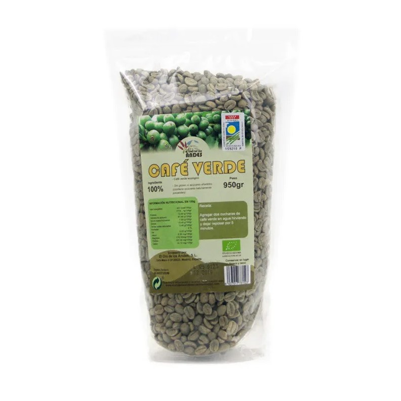 Cafe verde grano 950gr el oro de los andes