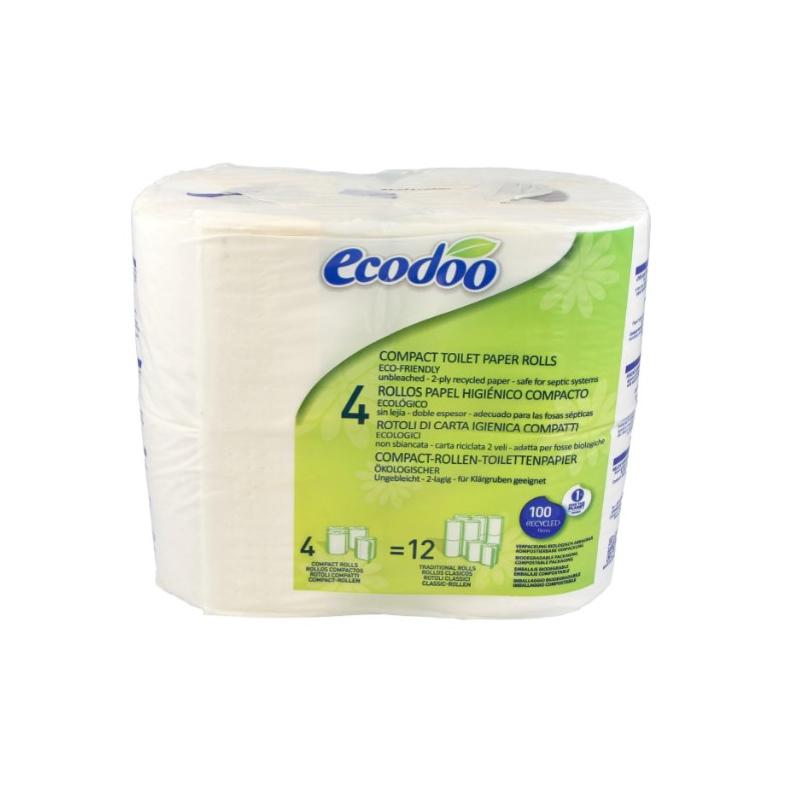 Ecodoo 4 rollos papel higienico compacto ecologico