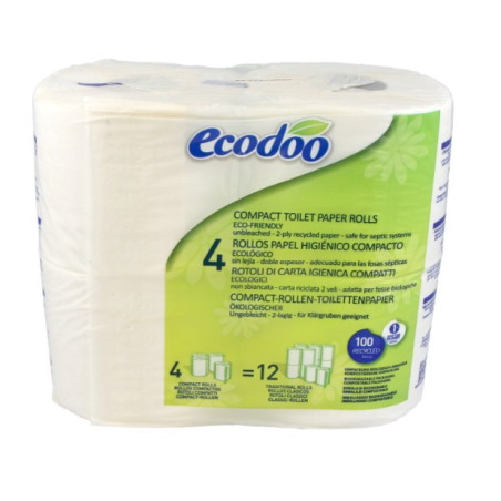 Ecodoo 4 rollos papel higienico compacto ecologico