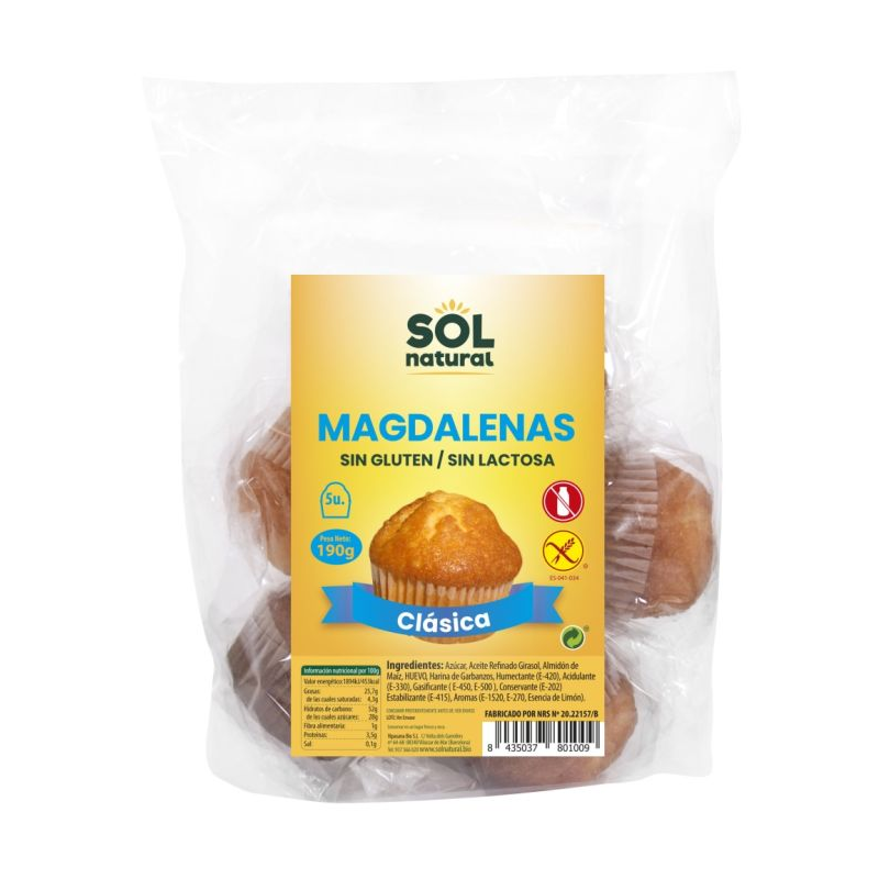 Magdalenas clasica sol natural 5 unidades 190g