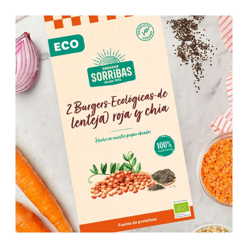 Hamburguesa lenteja roja y chia 160g(2x80g) sorrib