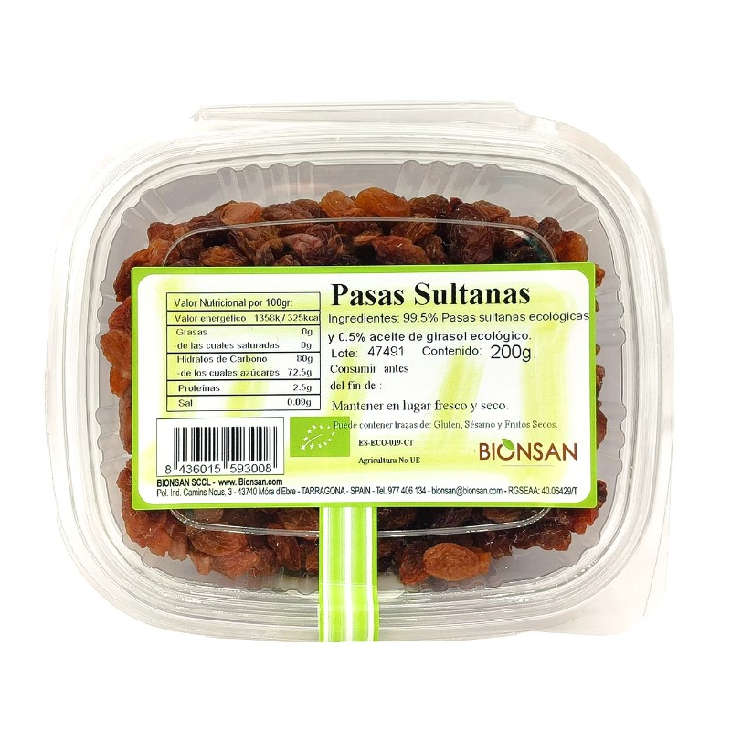 Pasas sultanas eco 200g bionsan