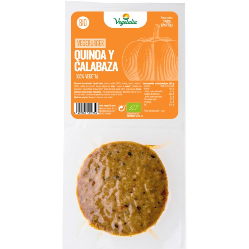 Vegeburger quinoa y calabaza vegetalia 140g