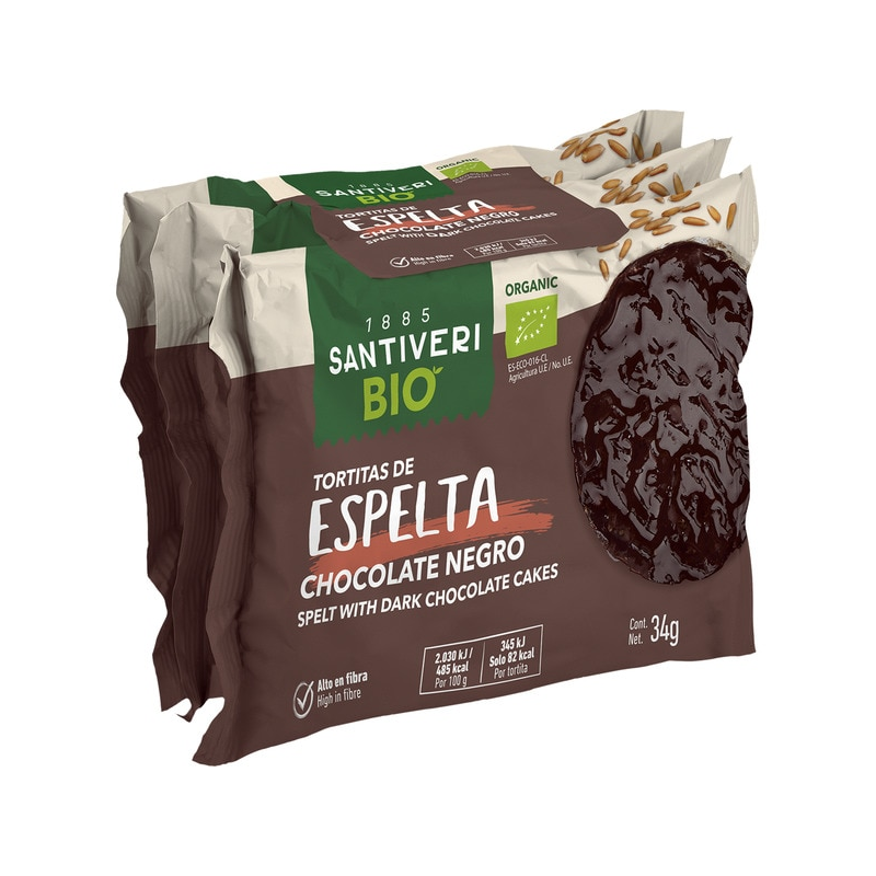 Tortitas de espelta chocolate negro 102g santiveri
