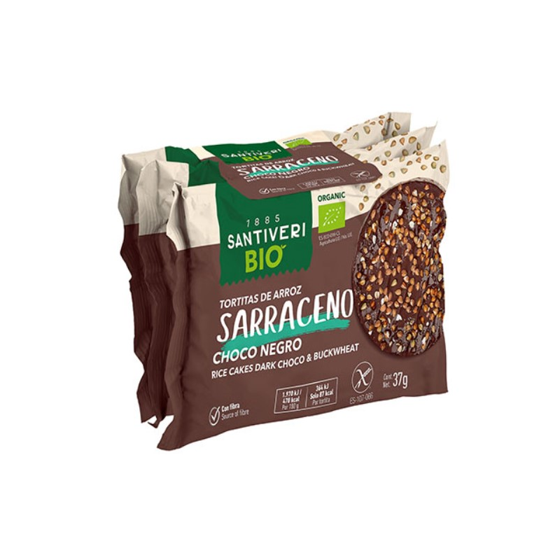 Tortitas arroz choco negro topping trigo sarraceno